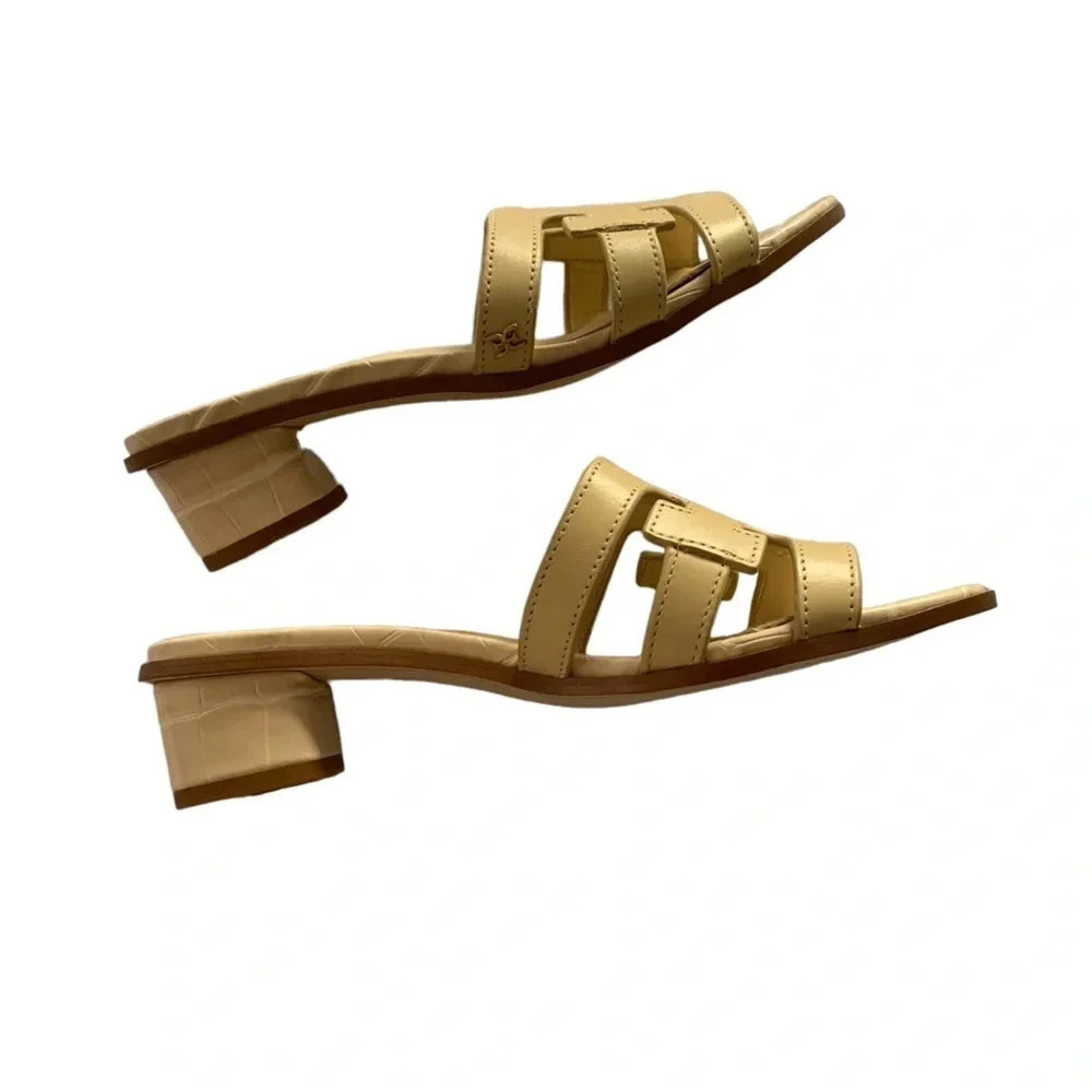 Sam Edelman Illie Eggshell Leather Slip On Open Rounded Toe Heels (6.5) - Picture 6 of 10